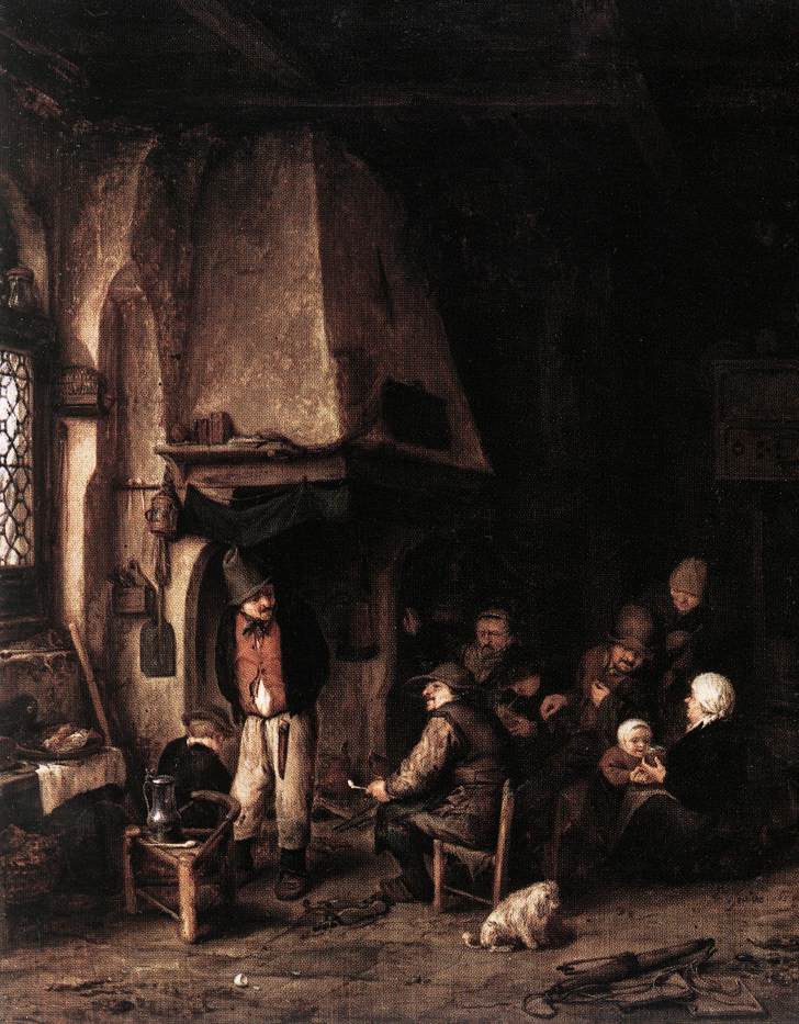 Interior of a Farmhouse with Skaters ag